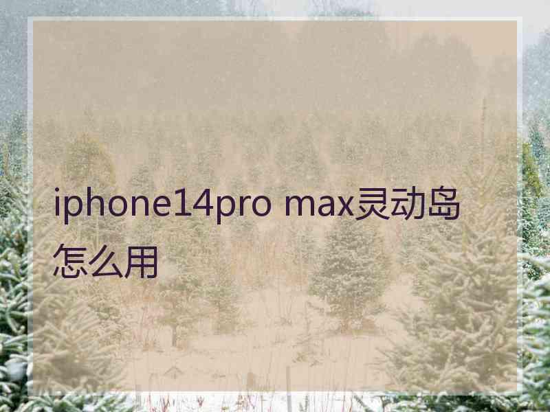 iphone14pro max灵动岛怎么用