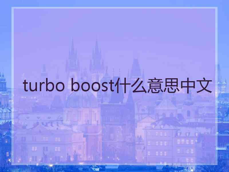 turbo boost什么意思中文