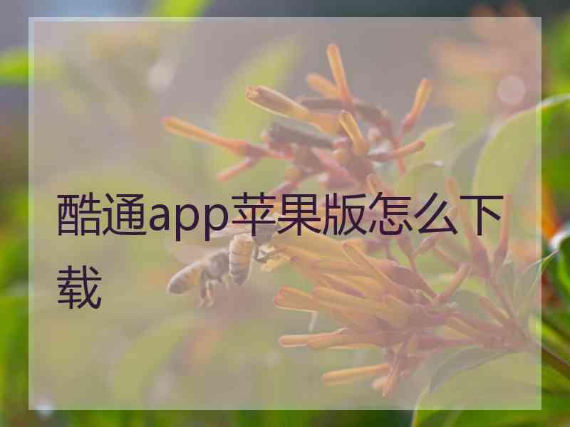 酷通app苹果版怎么下载