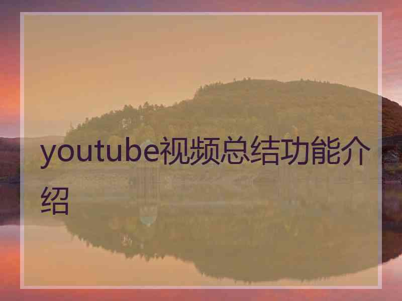 youtube视频总结功能介绍