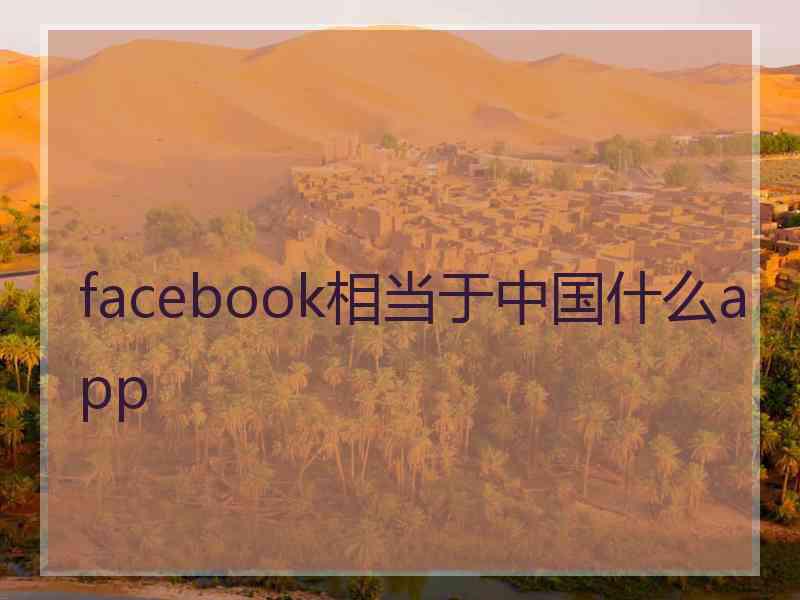 facebook相当于中国什么app