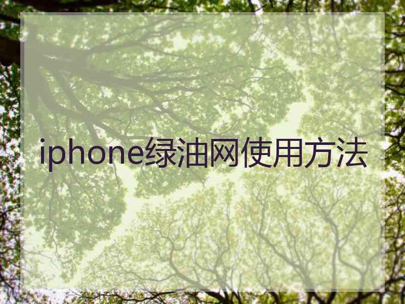 iphone绿油网使用方法