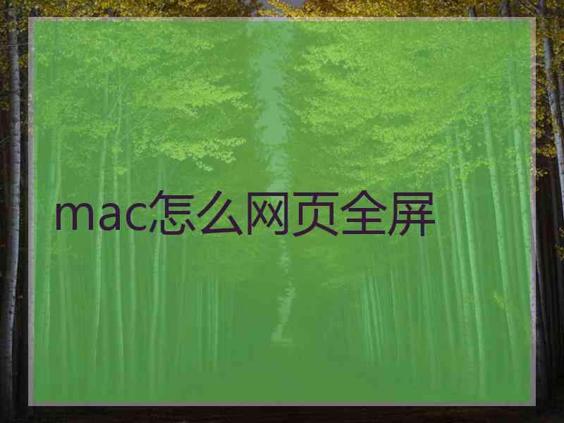 mac怎么网页全屏