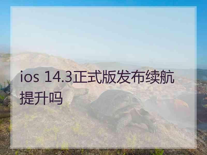 ios 14.3正式版发布续航提升吗