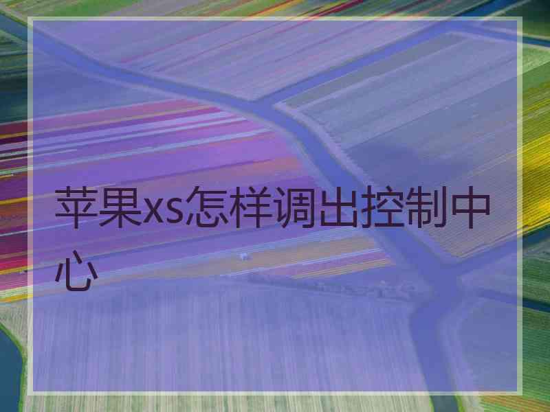 苹果xs怎样调出控制中心