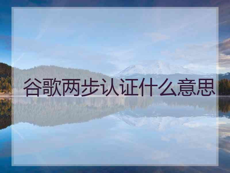 谷歌两步认证什么意思