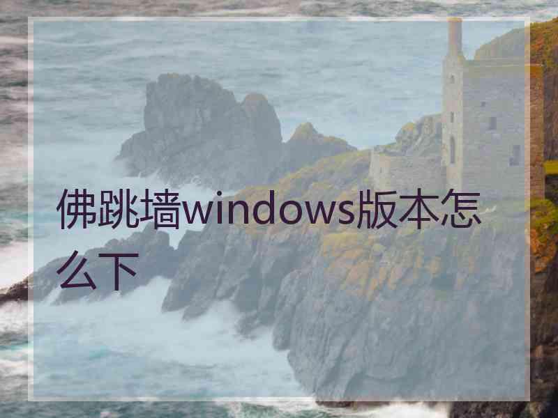 佛跳墙windows版本怎么下