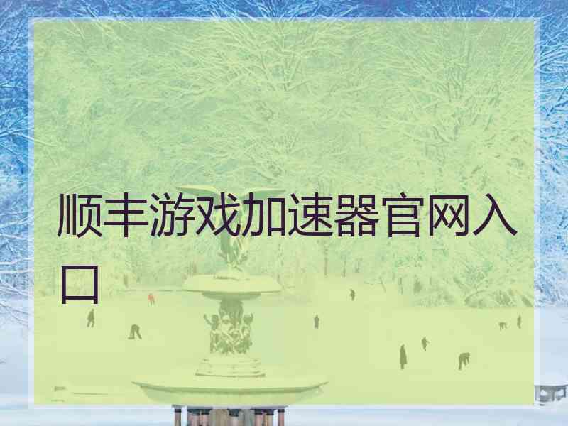 顺丰游戏加速器官网入口