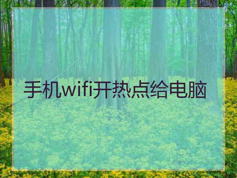 手机wifi开热点给电脑