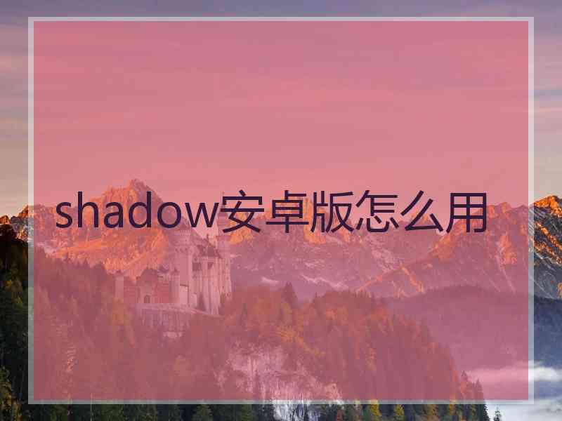 shadow安卓版怎么用