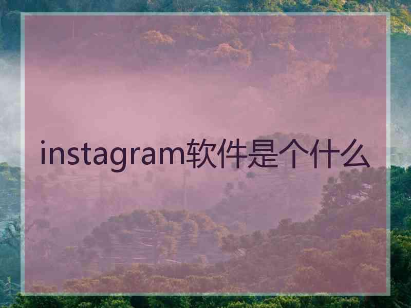 instagram软件是个什么