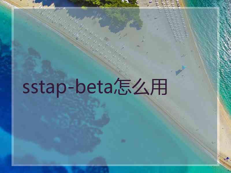 sstap-beta怎么用