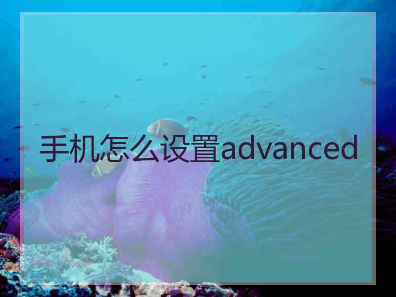 手机怎么设置advanced