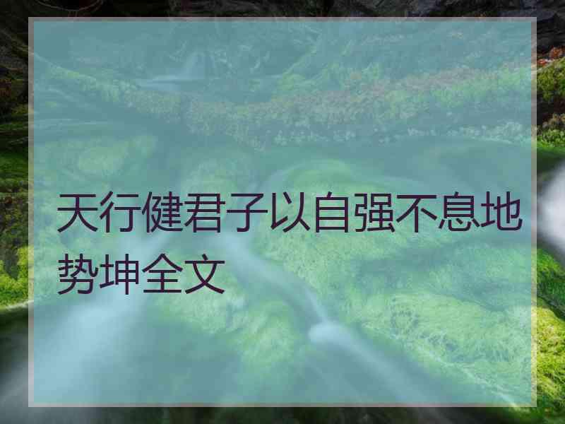 天行健君子以自强不息地势坤全文