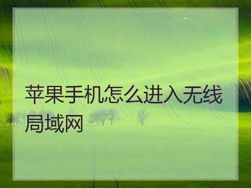 苹果手机怎么进入无线局域网