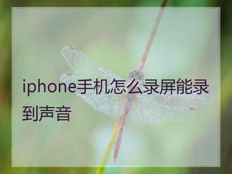 iphone手机怎么录屏能录到声音