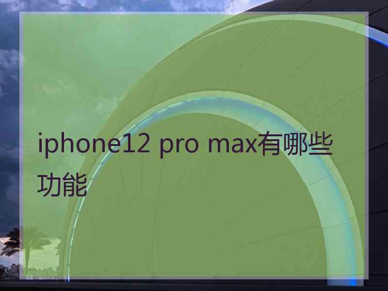 iphone12 pro max有哪些功能