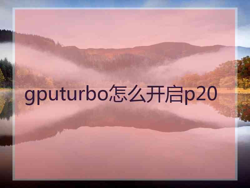 gputurbo怎么开启p20