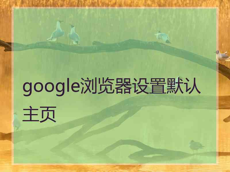 google浏览器设置默认主页