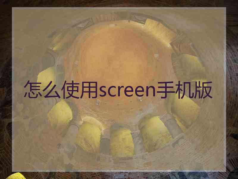 怎么使用screen手机版